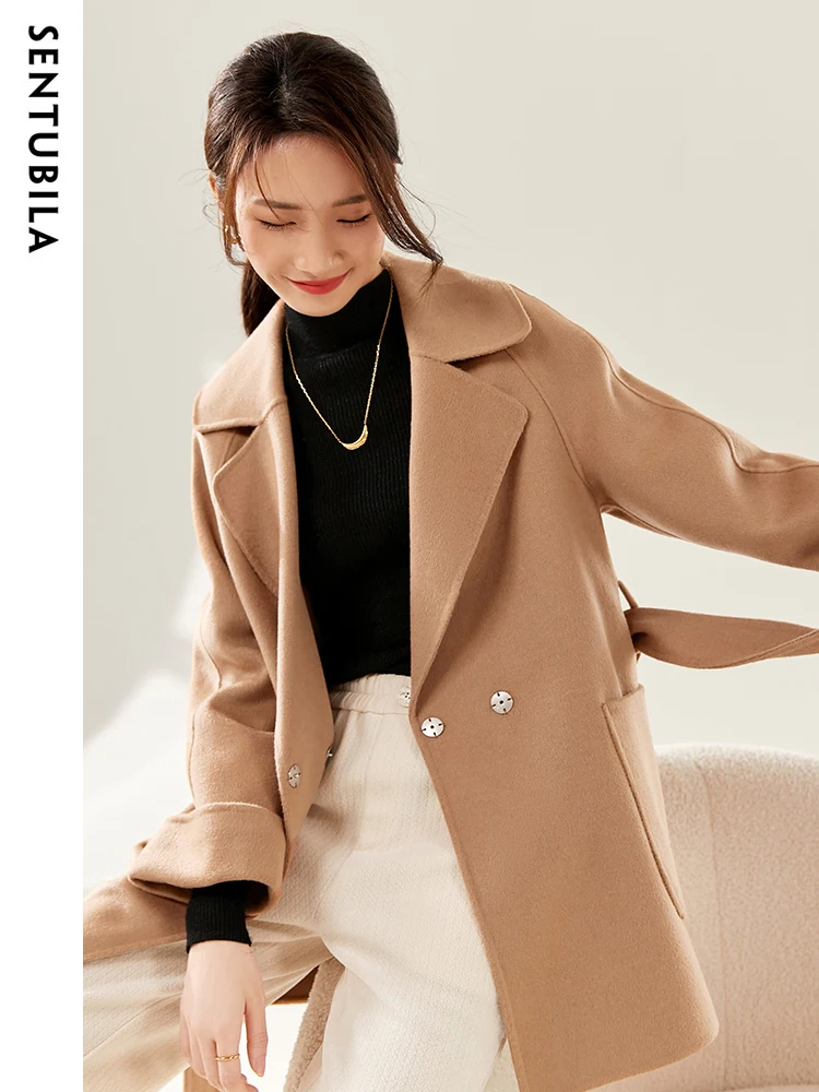 Wool Coat Peacoat - SENTUBILA, abrigos de lana de invierno