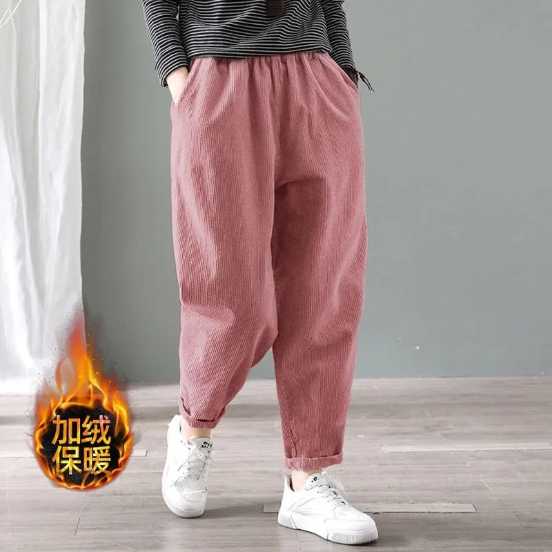 Corduroy Pant Warm - Pantalones Harem de pana para mujer,