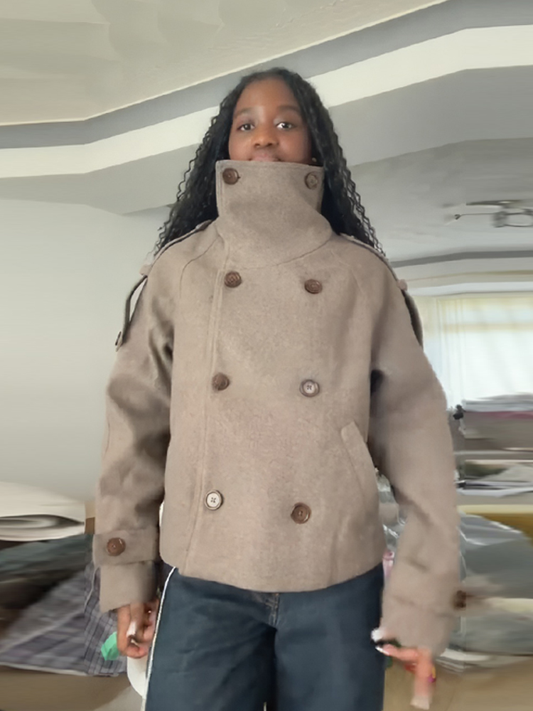 Chaqueta de mujer marrón con c - Wool Coat Peacoat reseña y precio